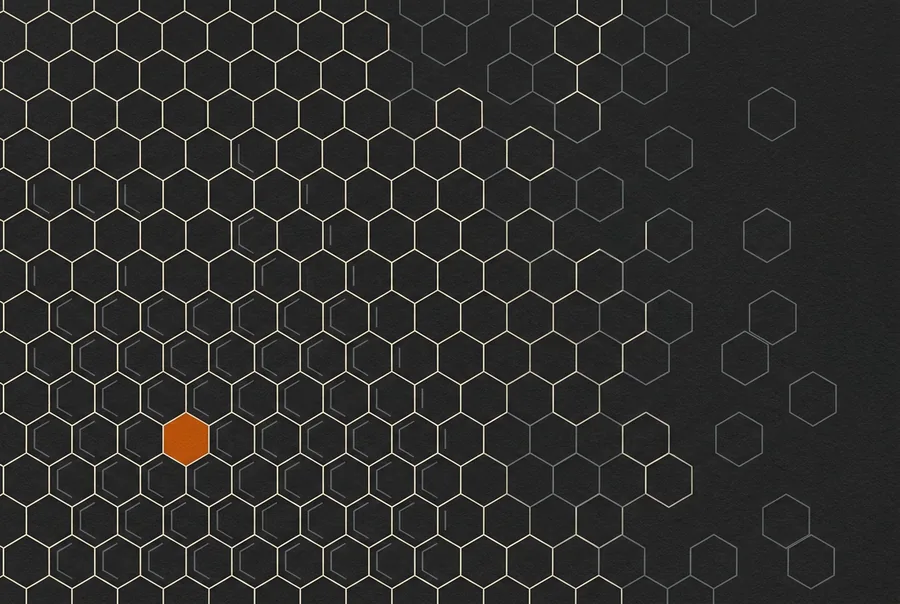 Retícula hexagonal, uma célula marcada