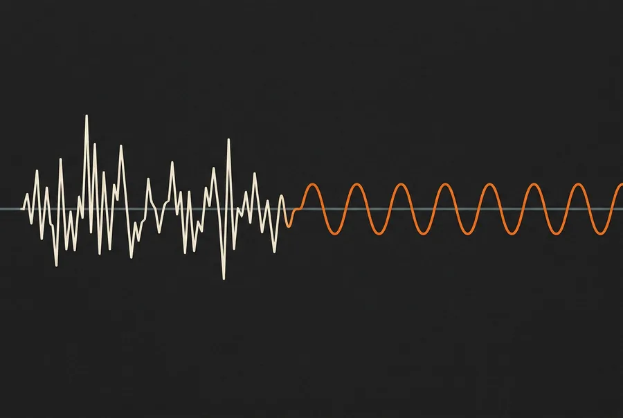 Traço irregular que se acalma em ritmo regular